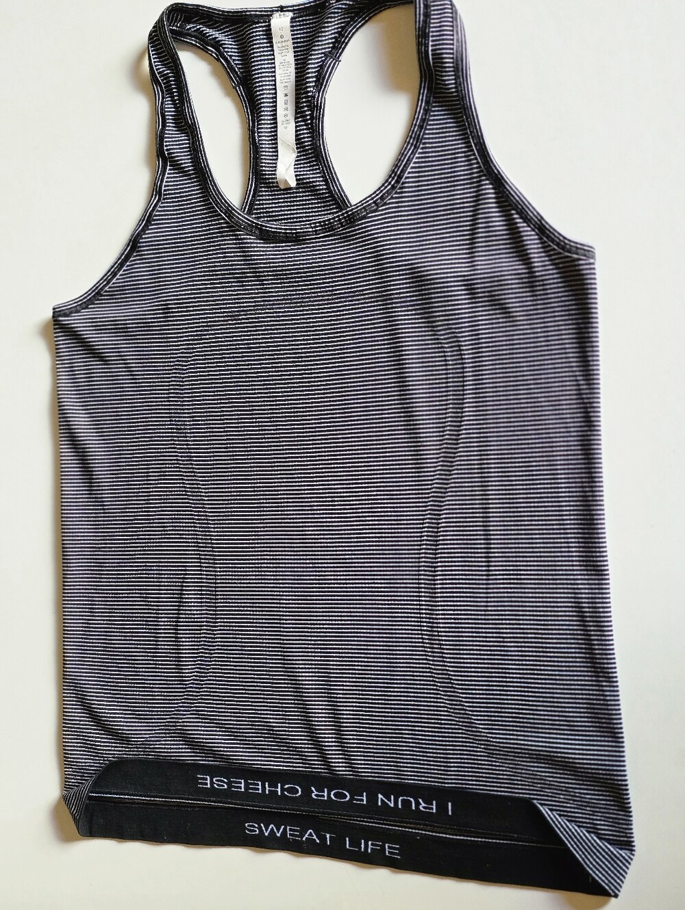 lululemon athletica Swiftly Tech Racerback Tank Top in a black and white stripe
